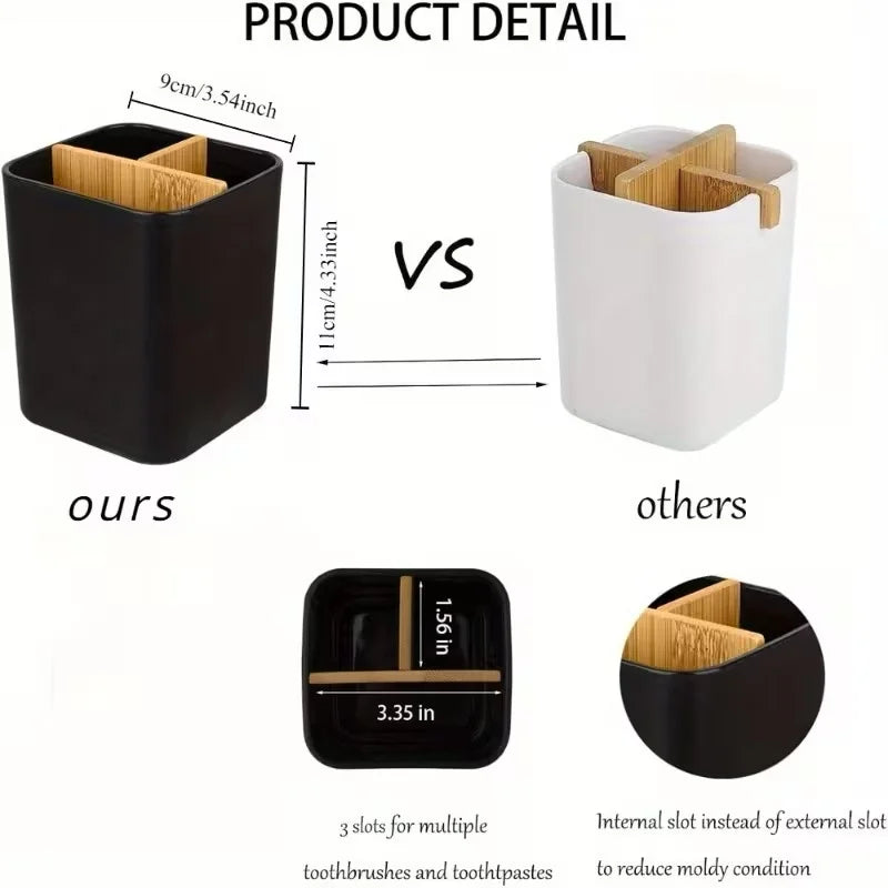 3-Compartment Toothbrush & Toothpaste Organizer