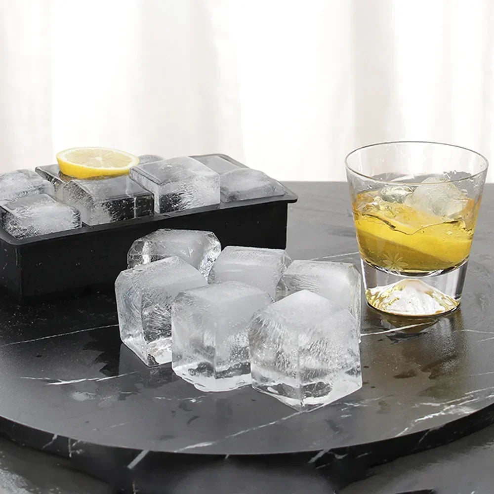 Silicone Ice Cube Tray with Lid – 4, 6 & 8 Grid Ice Maker