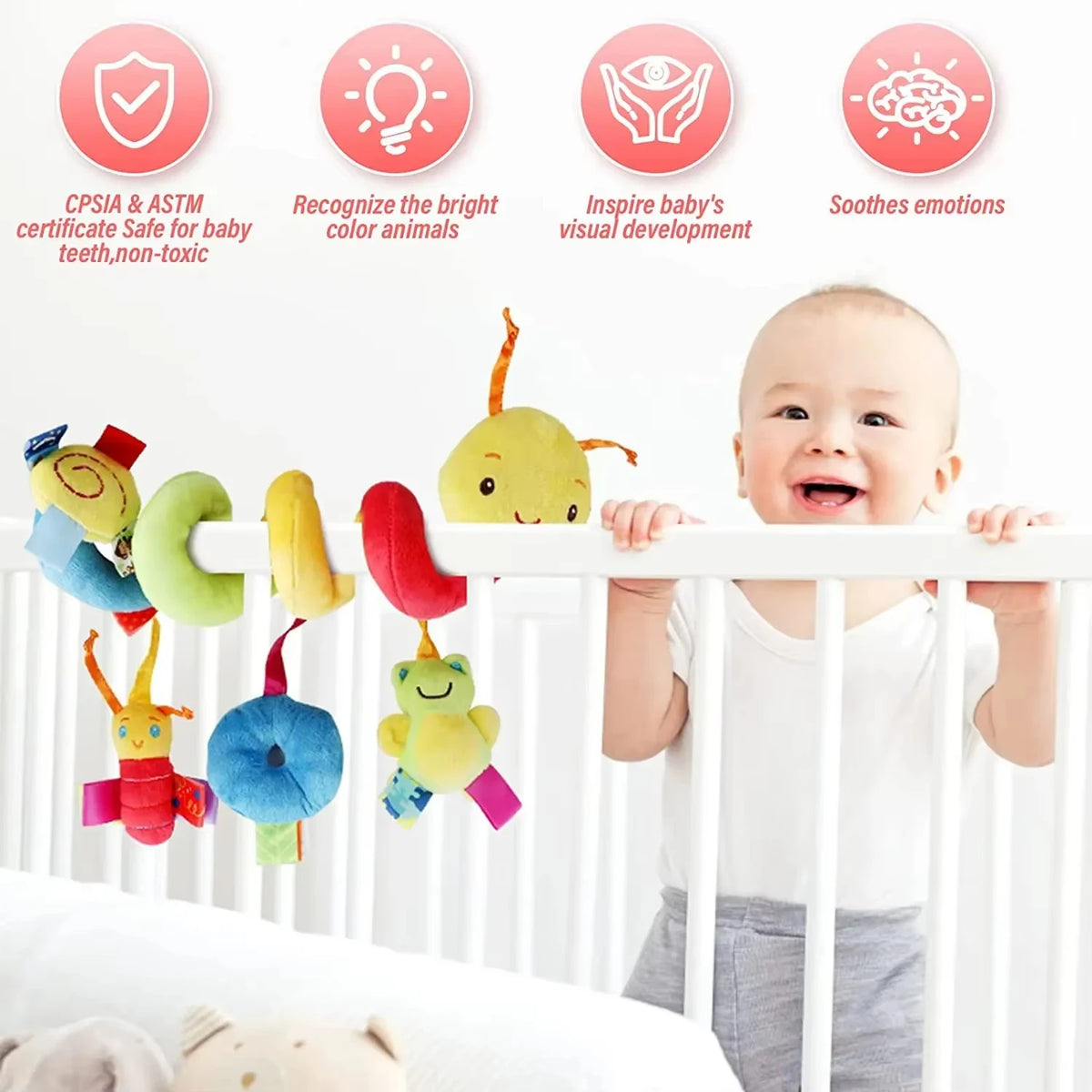 Baby Spiral Hanging Toy – Soft Crib Rattle for Newborns & Strollers