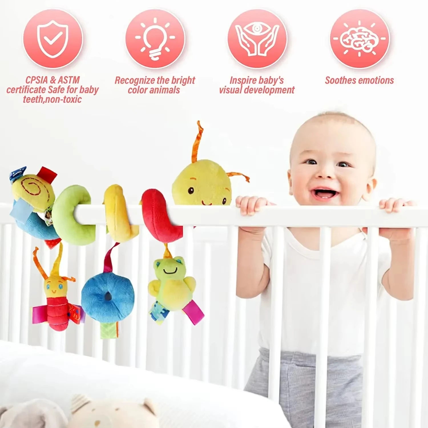 Baby Spiral Hanging Toy – Soft Crib Rattle for Newborns & Strollers