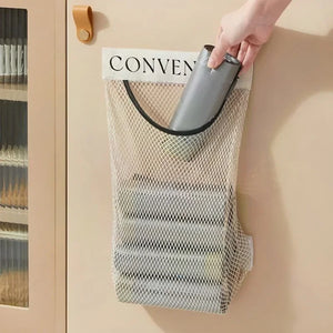 Wall-Mounted Mesh Plastic Bag Dispenser – Kitchen Storage Organizer