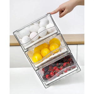 Stackable Fridge Organizer Bins – Reusable Food Storage Containers