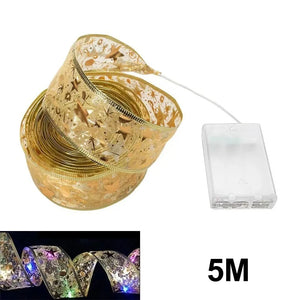 Christmas Ribbon Fairy Lights, DIY Bow String Lights for Xmas Tree Decor