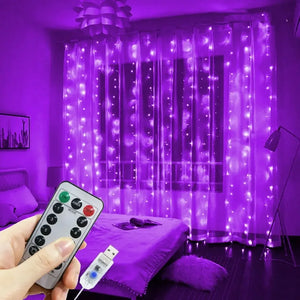 USB LED Fairy Curtain Lights with Remote – Christmas Decor
