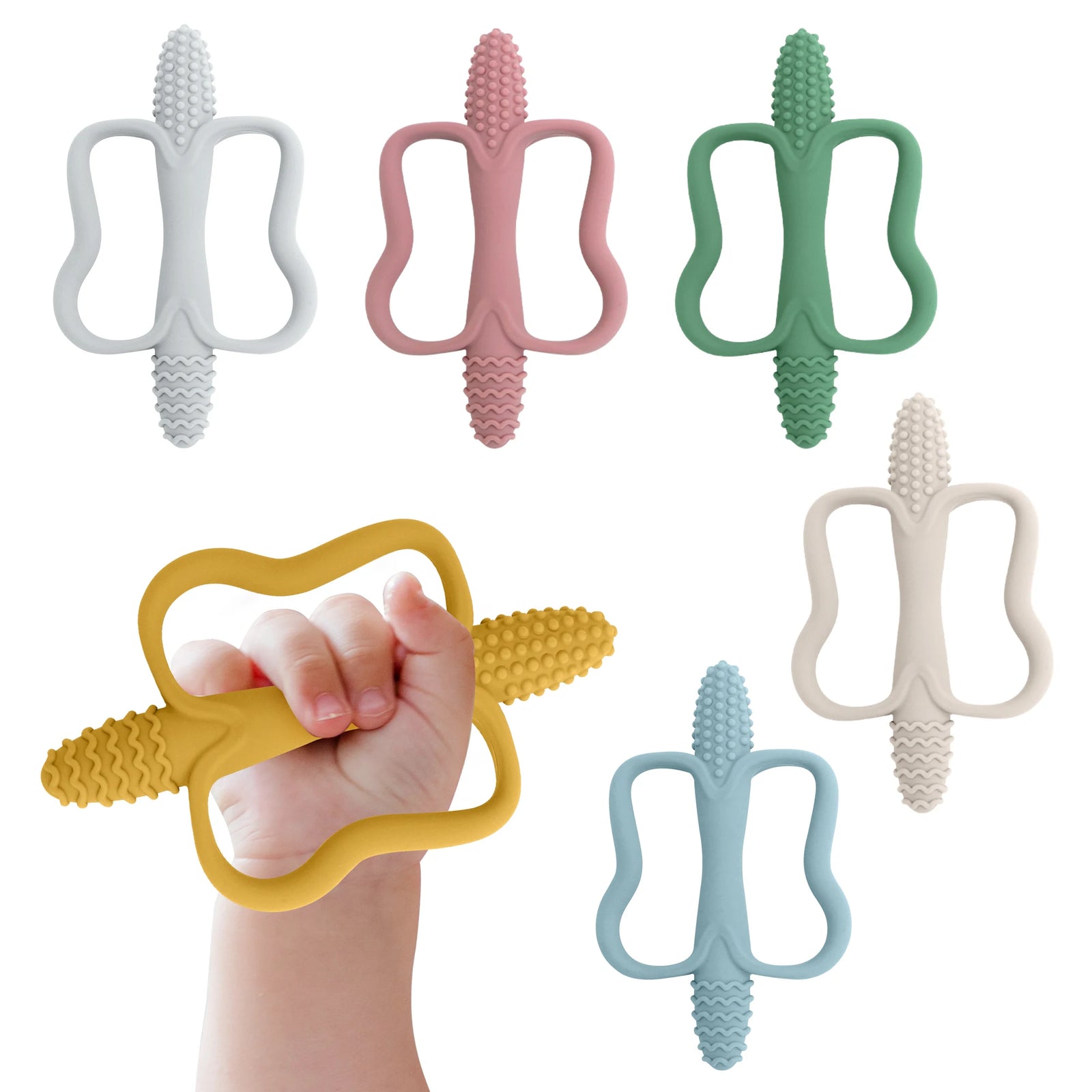 Writing  Baby Silicone Teething Toy with Easy-Grip Handle
