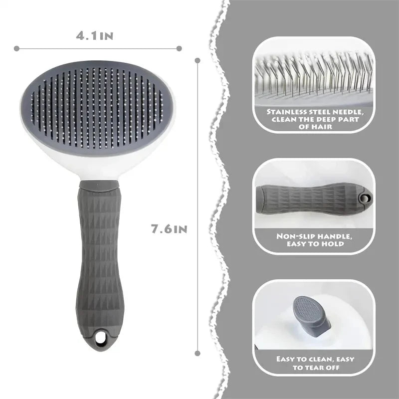 Self-Cleaning Pet Grooming Brush for Cats & Dogs