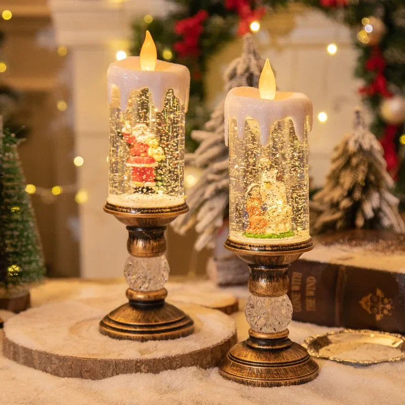 Christmas Crystal Snow LED Candles – Festive Holiday Decor