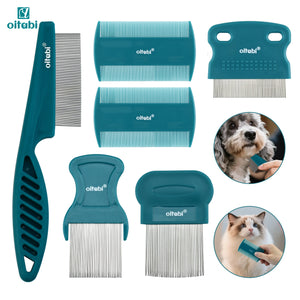 SEO Title: 3–6 Pcs Pet Grooming Comb Set – Stainless Steel Flea & Tear Stain Remover for Dogs & Cats
