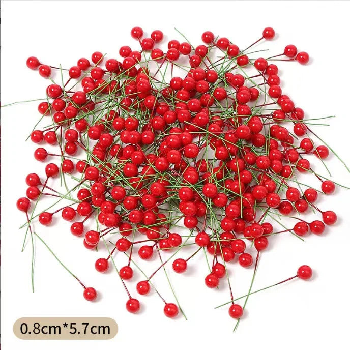 Mini Artificial Red Berries for Christmas Wreaths, DIY Floral Crafts & Home Decor
