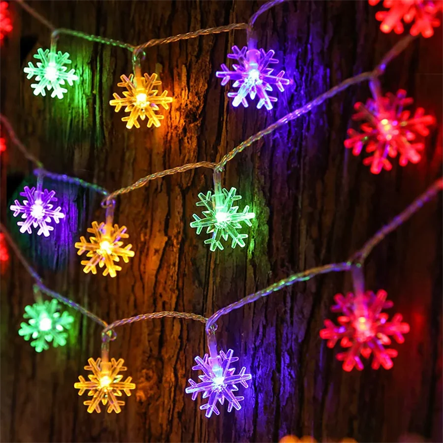 10/20/40 LED Snowflake String Lights, USB/Battery Powered Christmas Decorations