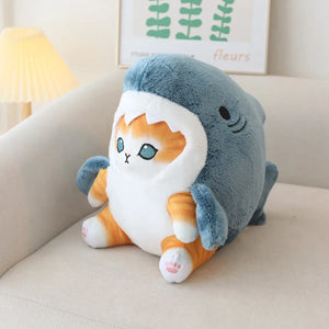 Kawaii Shark Cat Plush Toy – Soft Colorful Stuffed Animal Gift