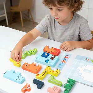 Wooden Montessori Animal Matching Puzzle – Educational 3D Toy for Kids