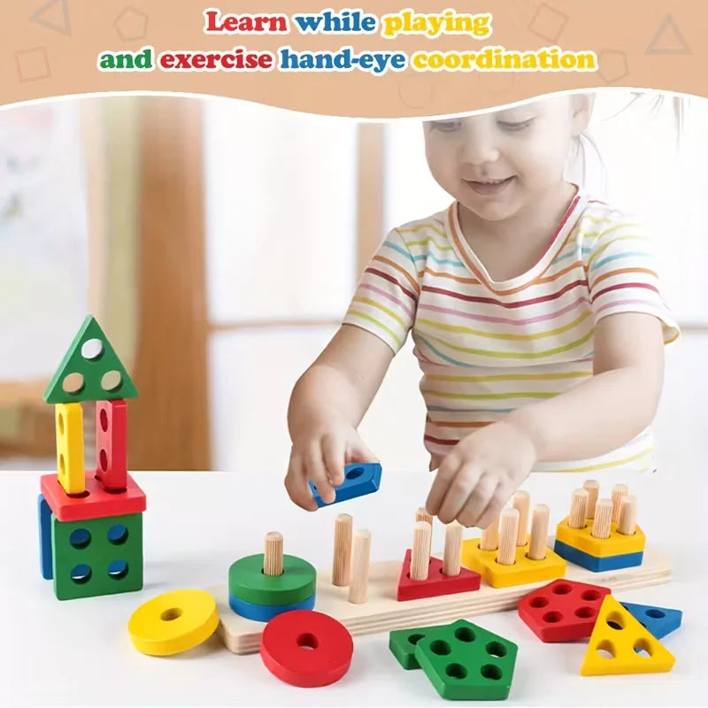 Montessori Wooden Geometry Puzzle Toy for Kids