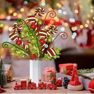 Christmas Flower Picks with Woolen Bells