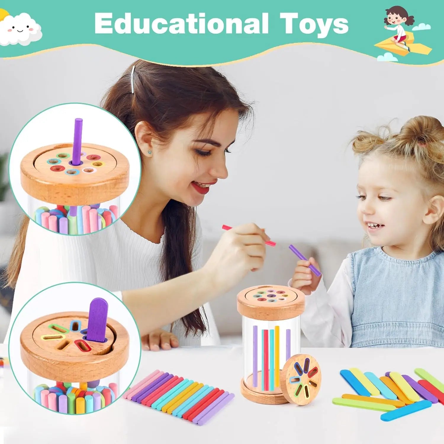 Montessori Wooden Color Sorting Toy for Toddlers | Ages 1–3