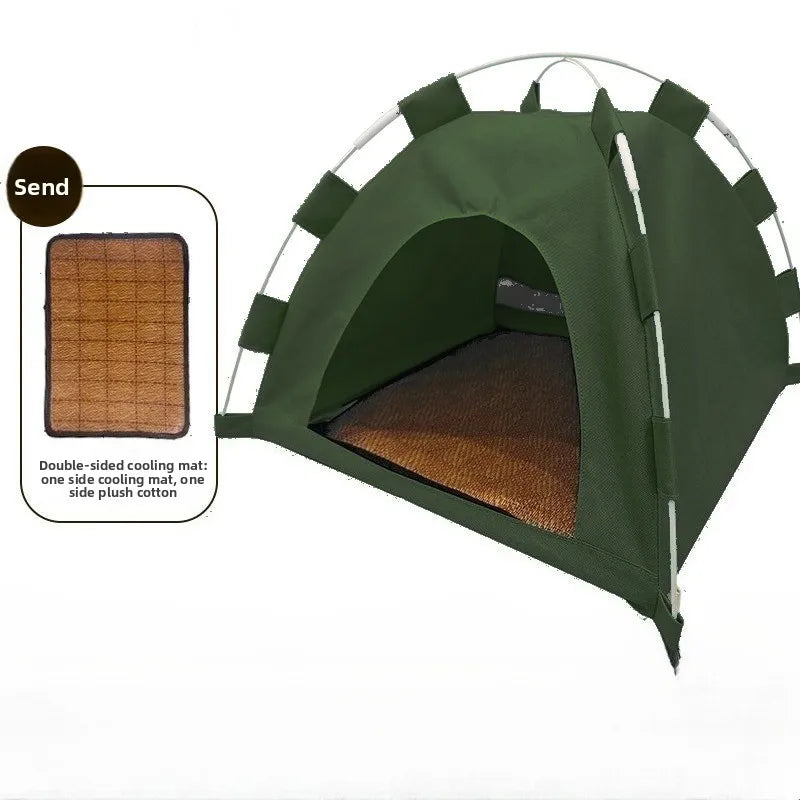 Outdoor Pet House, Breathable and Foldable Tent-Style Pet Cage in Solid Colors, Minimalist Design-Foldable Cat and Dog House