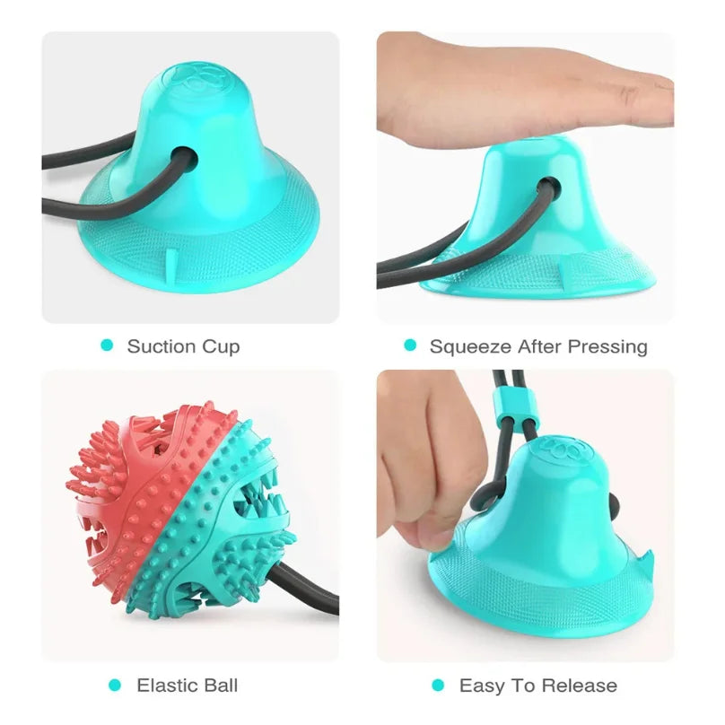 Interactive Dog Chew Ball Toy with Suction Cup & Teeth Cleaning
