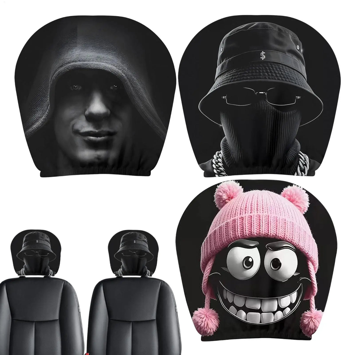 Funny Car Headrest Cover – Stylish Interior Decor