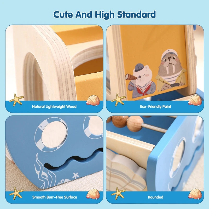 SEO Title: Montessori Wooden Ship Toy – Musical Sensory Learning Toy for Babies