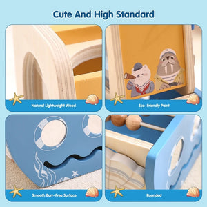 SEO Title: Montessori Wooden Ship Toy – Musical Sensory Learning Toy for Babies