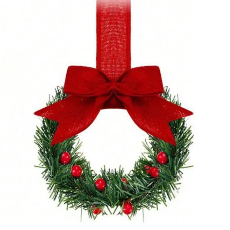 4-Piece Mini Christmas Wreaths with Bows & Red Berries