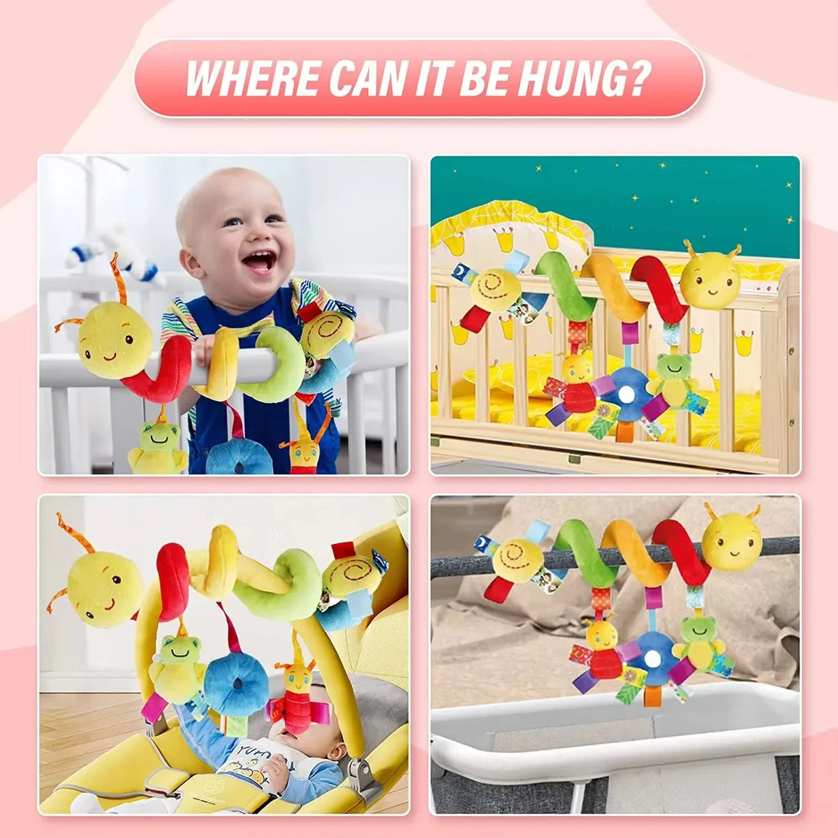 Baby Spiral Hanging Toy – Soft Crib Rattle for Newborns & Strollers