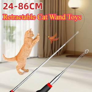 Interactive Cat Wand Toy – Retractable Fishing Pole for Indoor Cats