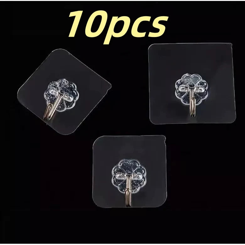 Transparent Self-Adhesive Wall Hooks for Kitchen & Bathroom