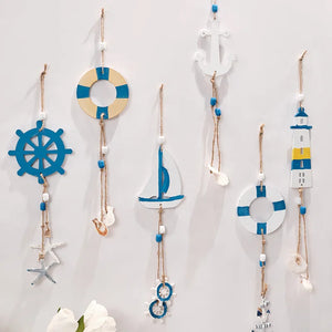 Mediterranean Wooden Lighthouse & Sailboat Wall Decor