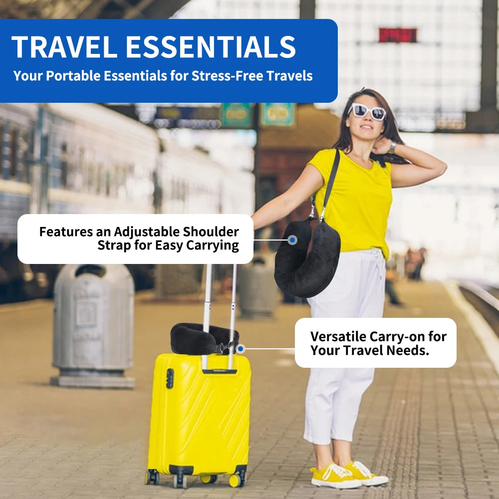 Travel Neck Pillow with Clothing Storage – U-Shaped Travel Pillow
