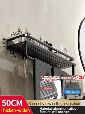 Wall-Mounted Aluminum Bathroom Rack – Space-Saving Storage Shelf