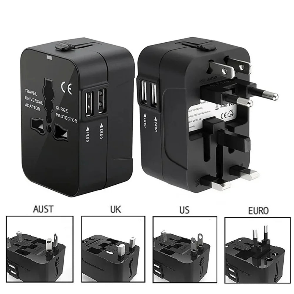 Universal Travel Adapter with Dual USB Ports