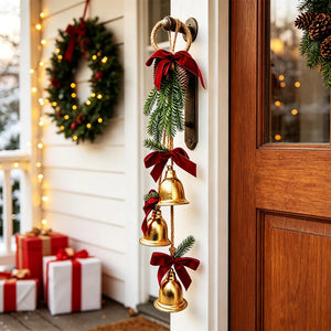 Christmas Door Hanging Bells with Velvet Bows