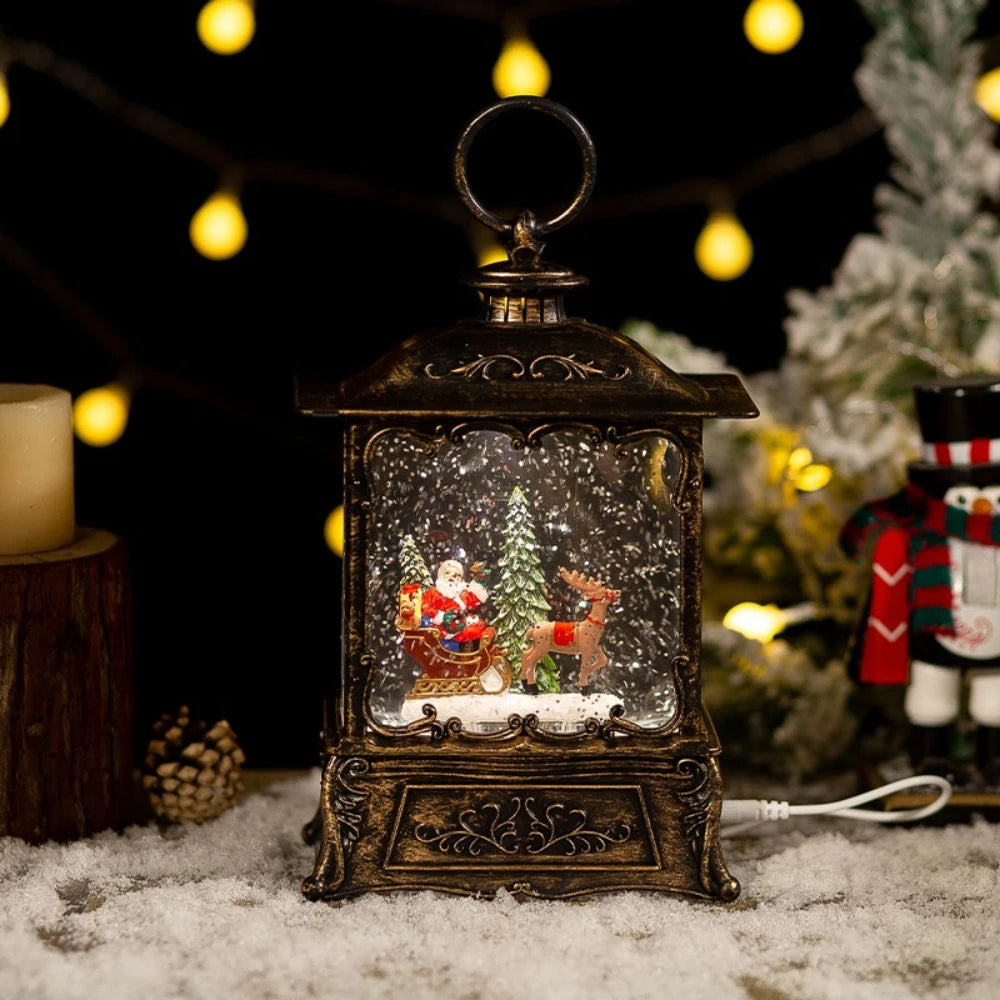 hristmas Crystal Ball Music Box with LED Lights – Holiday Decor