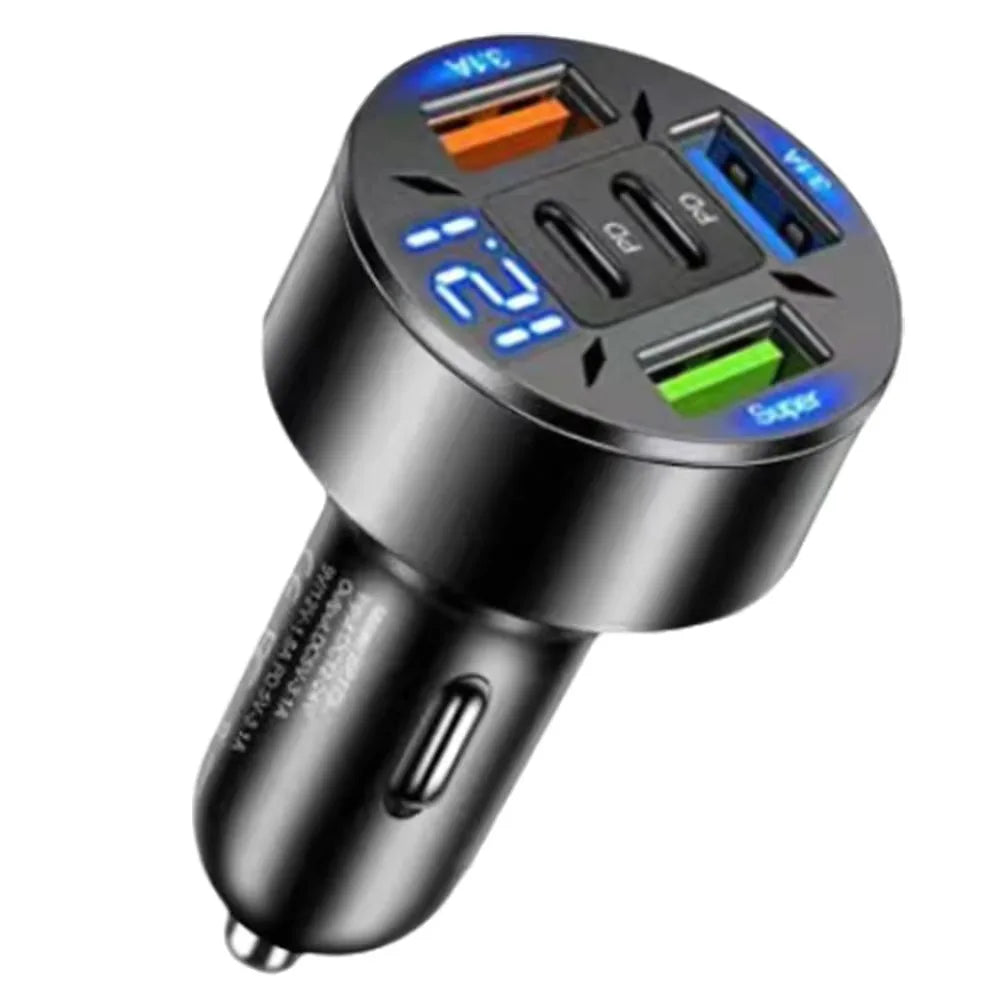 250W 5-Port Car Charger – PD QC3.0 Fast Charging USB-C Adapter for iPhone