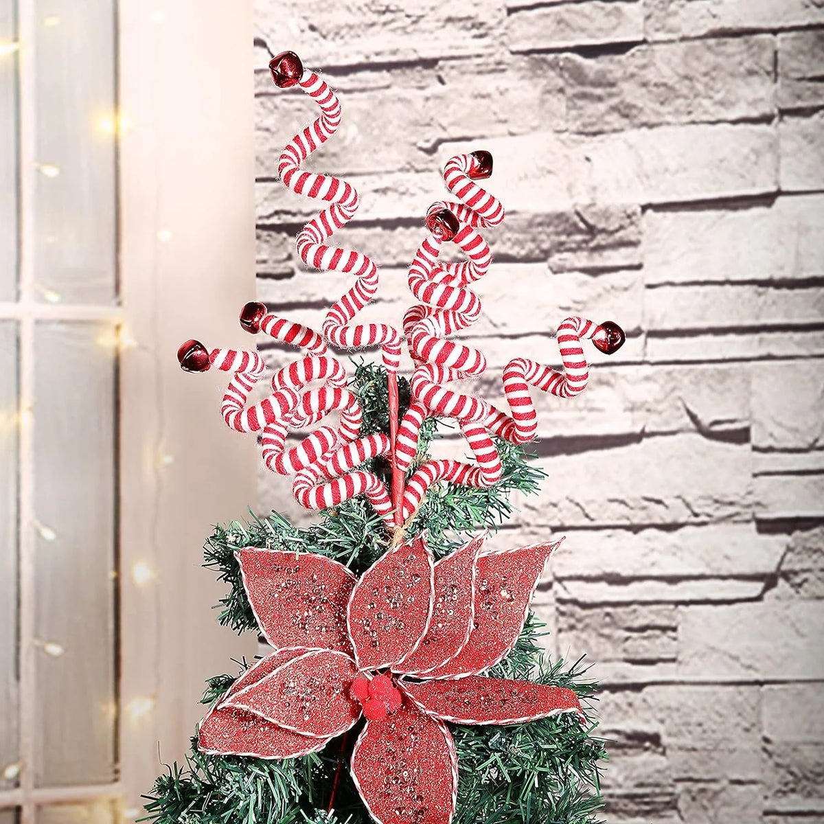 Christmas Flower Picks with Woolen Bells