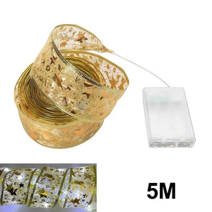 Christmas Ribbon Fairy Lights, DIY Bow String Lights for Xmas Tree Decor