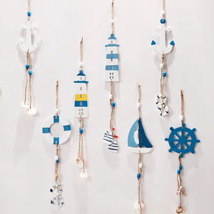 Mediterranean Wooden Lighthouse & Sailboat Wall Decor
