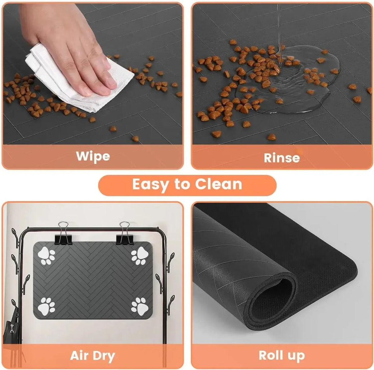 Absorbent Pet Feeding Mat for Dogs & Cats, Waterproof Bowl Placemat