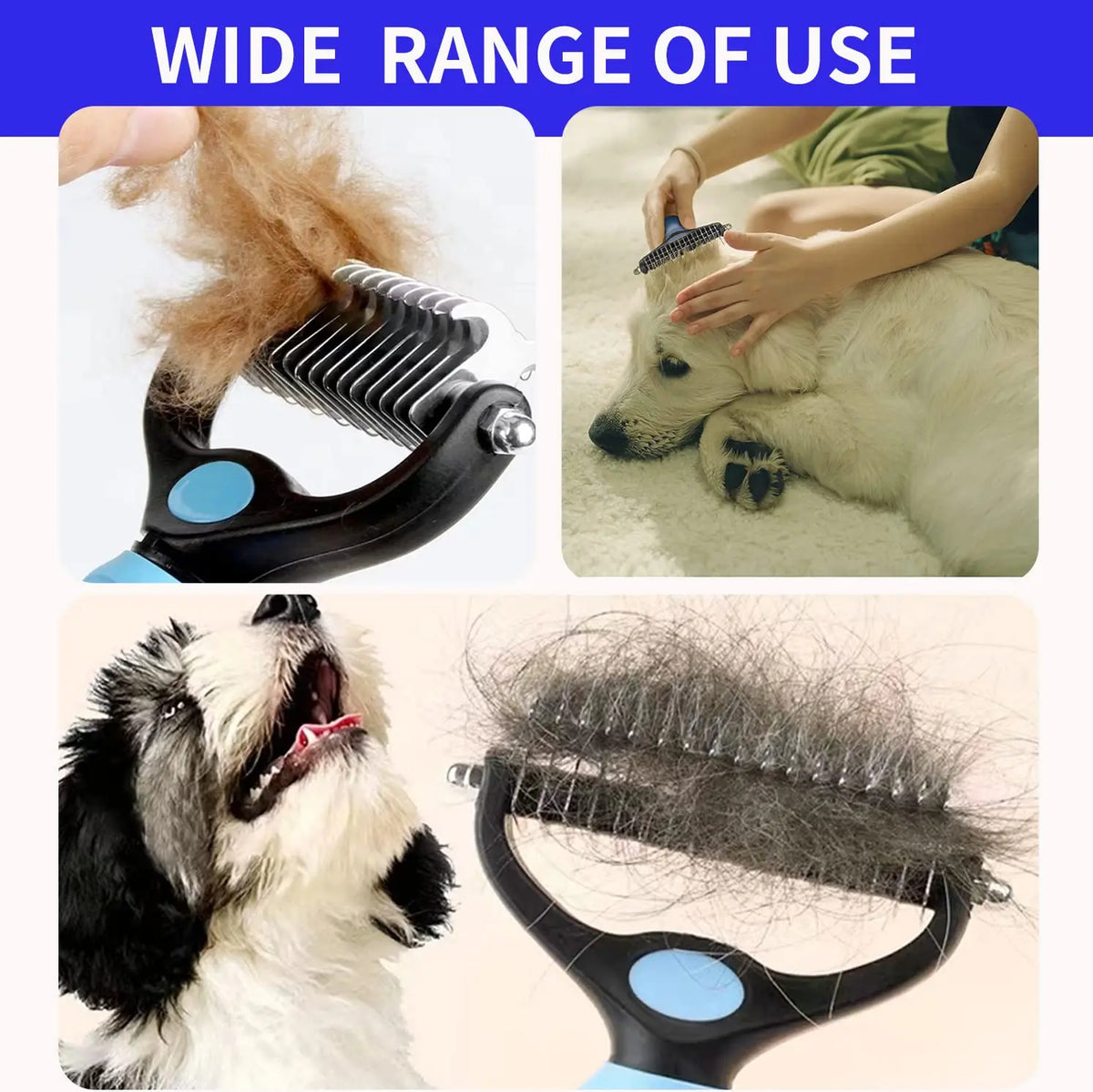 Pet Deshedding Brush for Dogs & Cats – Fur Remover Comb