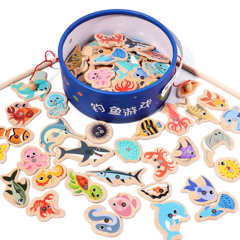 Wooden Magnetic Fishing Toy for Kids – Educational Fish Matching Game