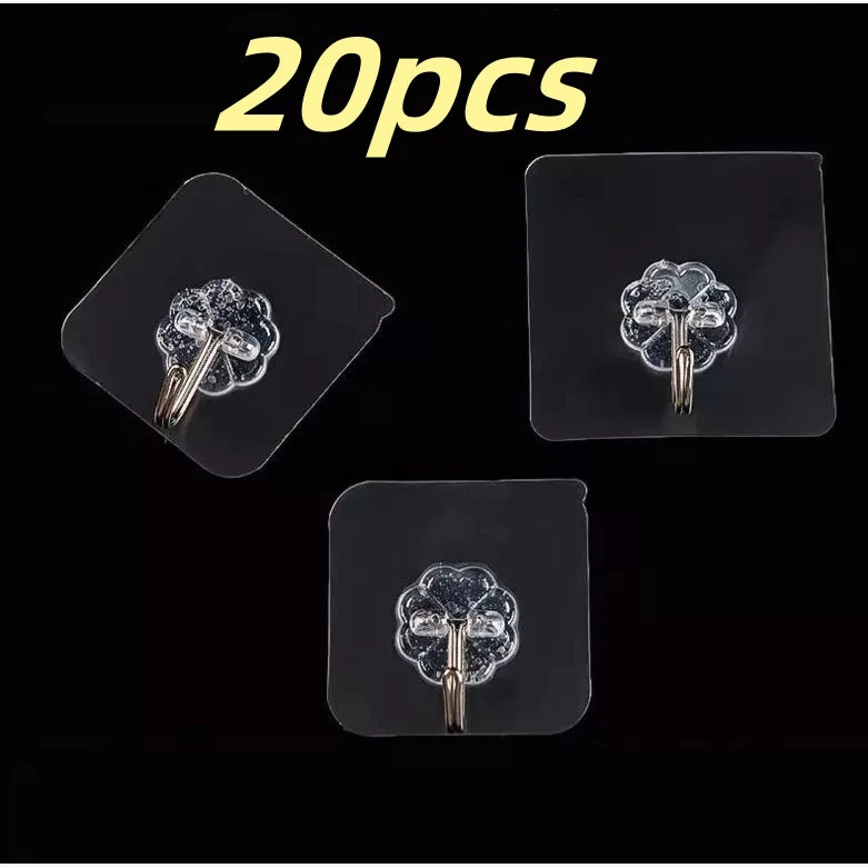 Transparent Self-Adhesive Wall Hooks for Kitchen & Bathroom