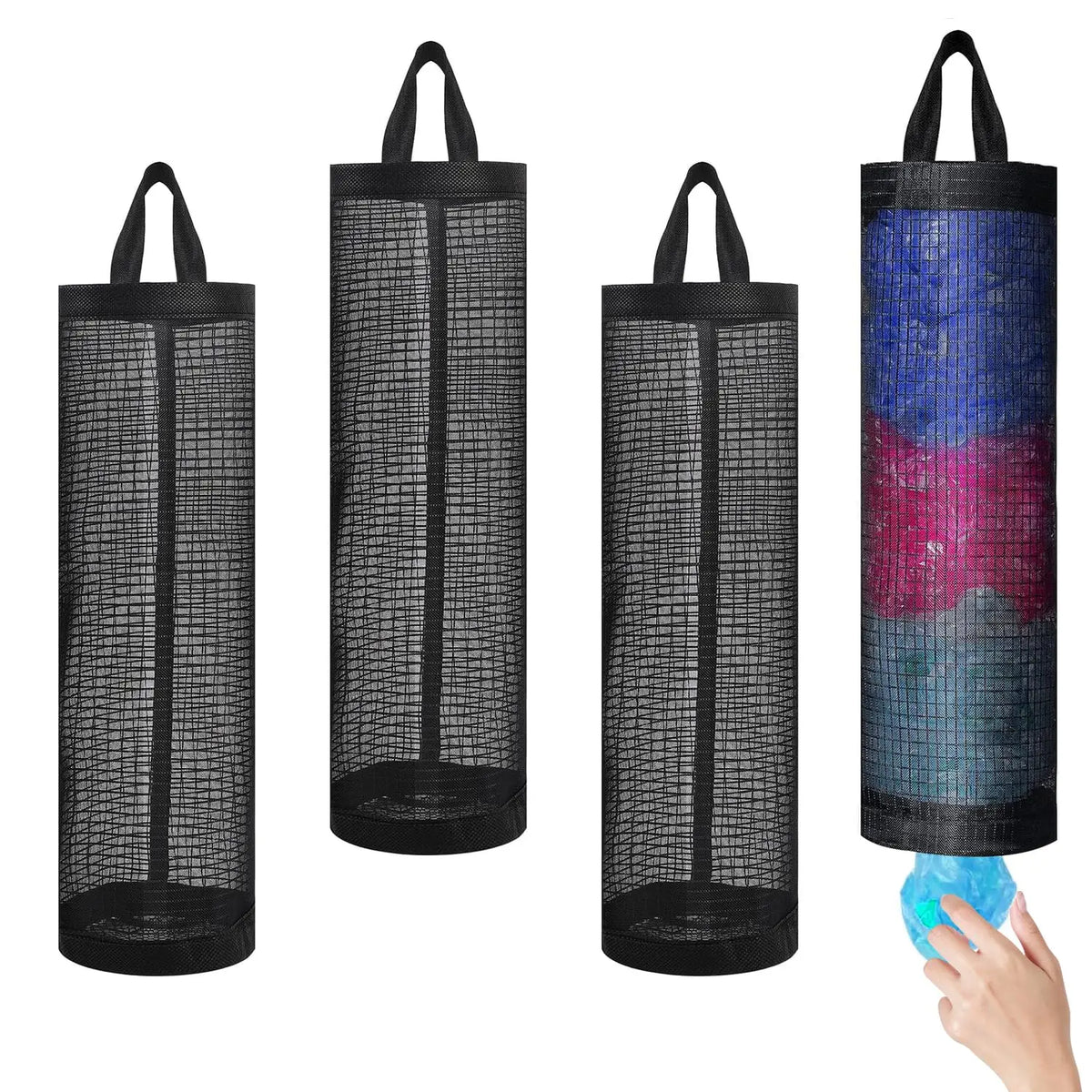 Wall-Mounted Plastic Bag Dispenser – Reusable Mesh Storage Organizer