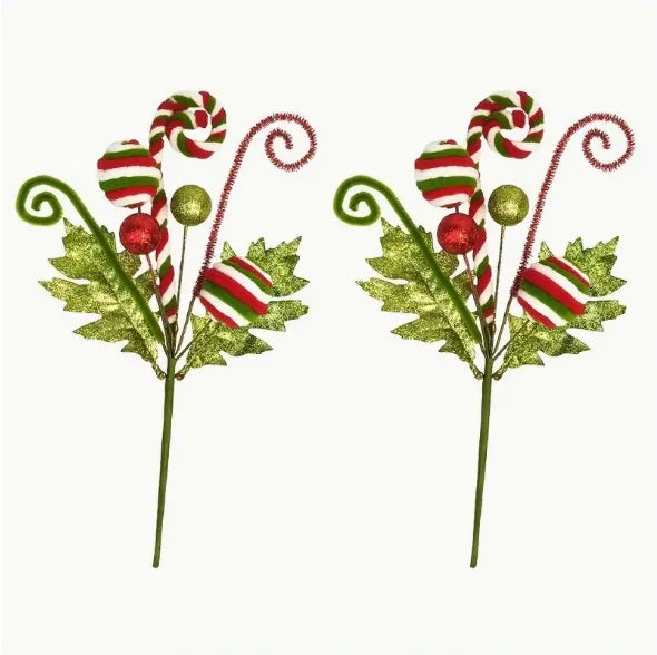 Christmas Flower Picks with Woolen Bells