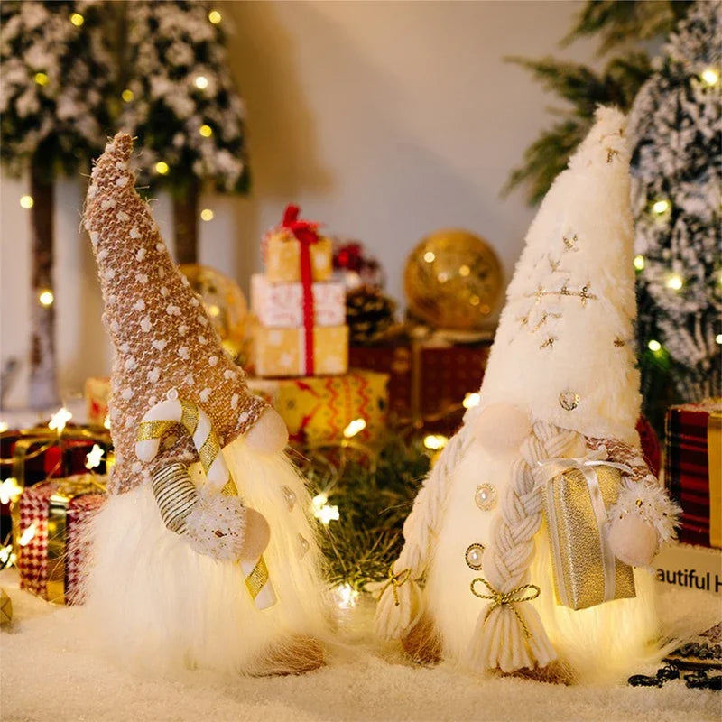 LED Christmas Gnome Plush Doll – Festive Table Decor