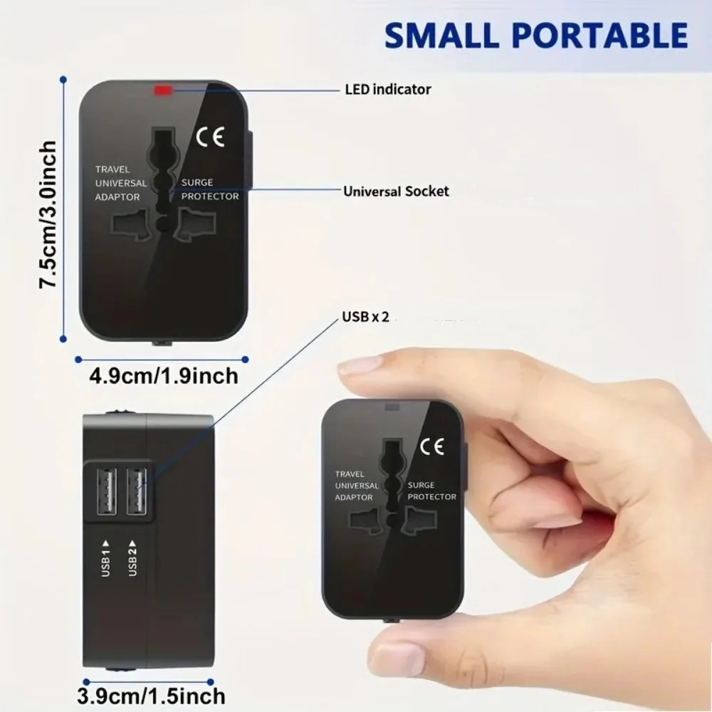 Universal Travel Adapter with Dual USB Ports – Worldwide Charger