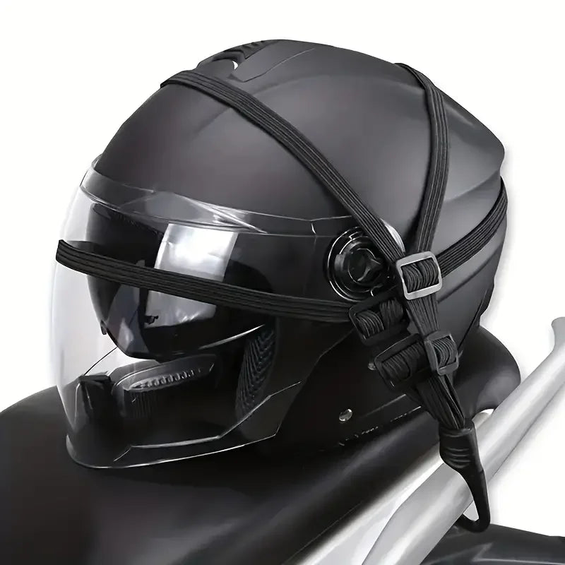 Motorcycle Helmet Cargo Net with Safety Hooks – Elastic Luggage Mesh