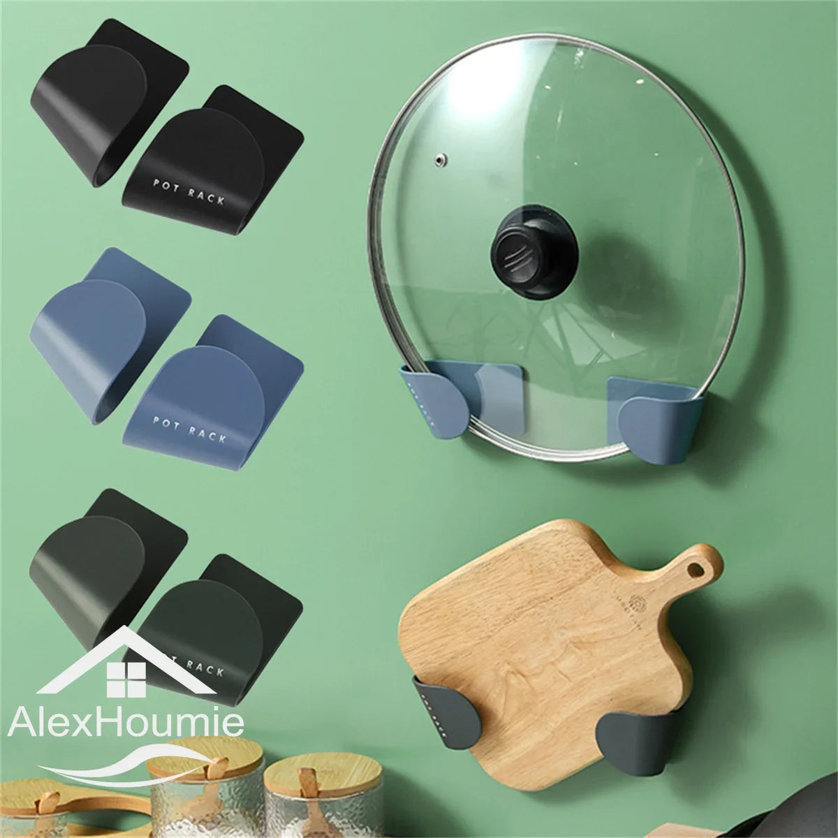 Wall-Mounted Pot Lid Holder – Plastic Kitchen Organizer Rack
