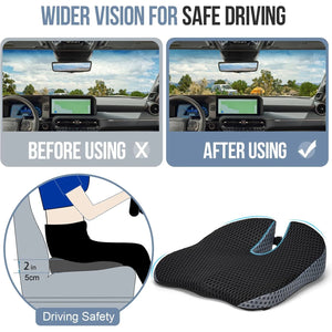Memory Foam Car Seat Cushion – Height Booster & Posture Support