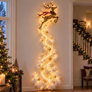 Glowing Christmas Wall Light – Santa Sleigh & Reindeer Decor